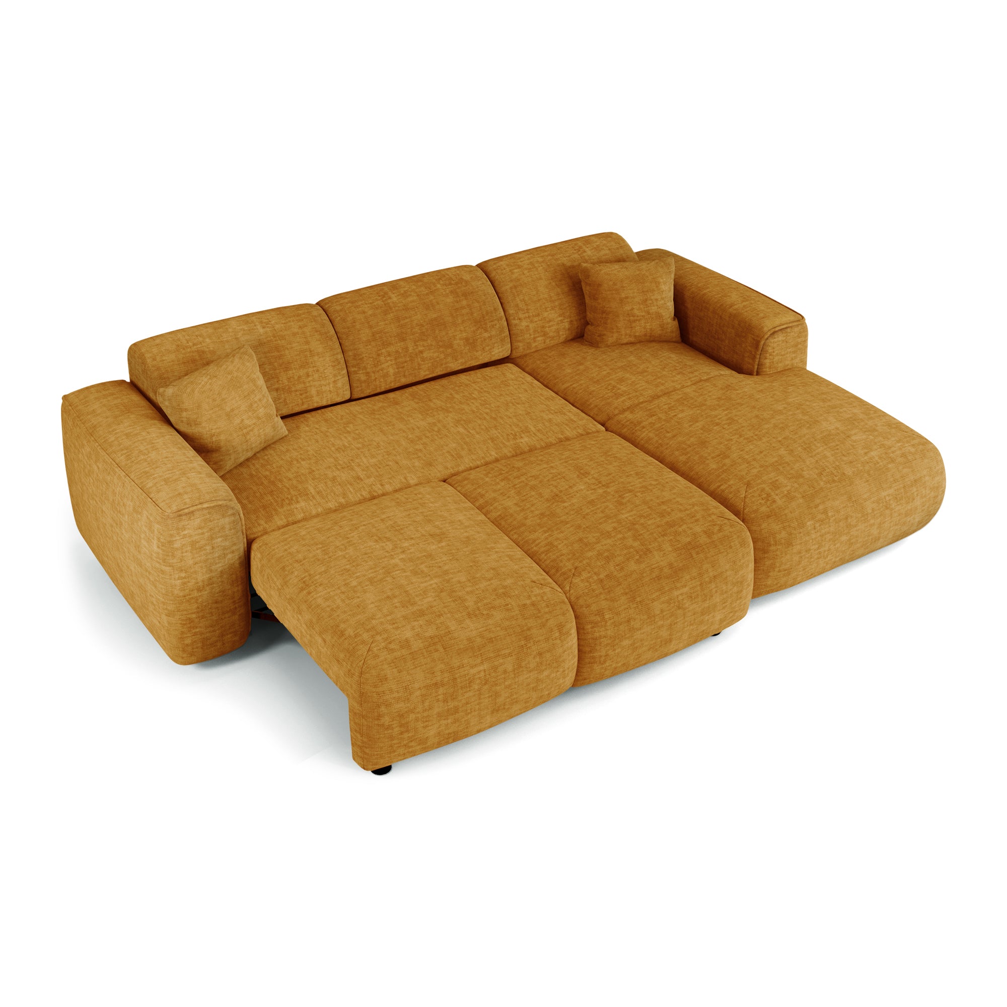 Hoekbanken YUMA 5 personen Fluweel met structuur Mosterd