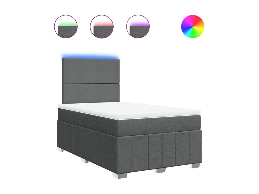 Cama box spring con colchón tela gris oscuro 120x200 cm