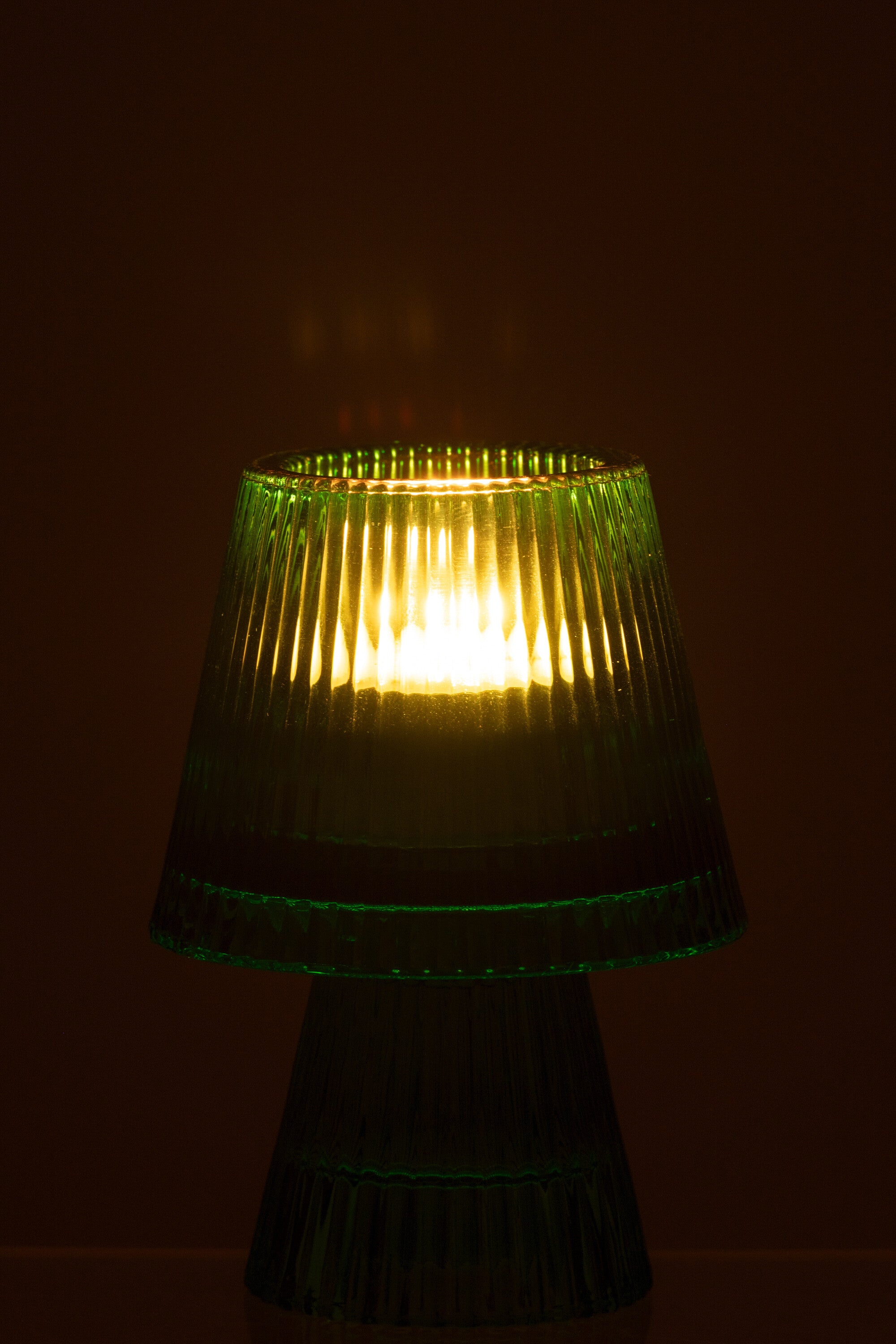 J-Line theelichthouder Hoed - glas - groen