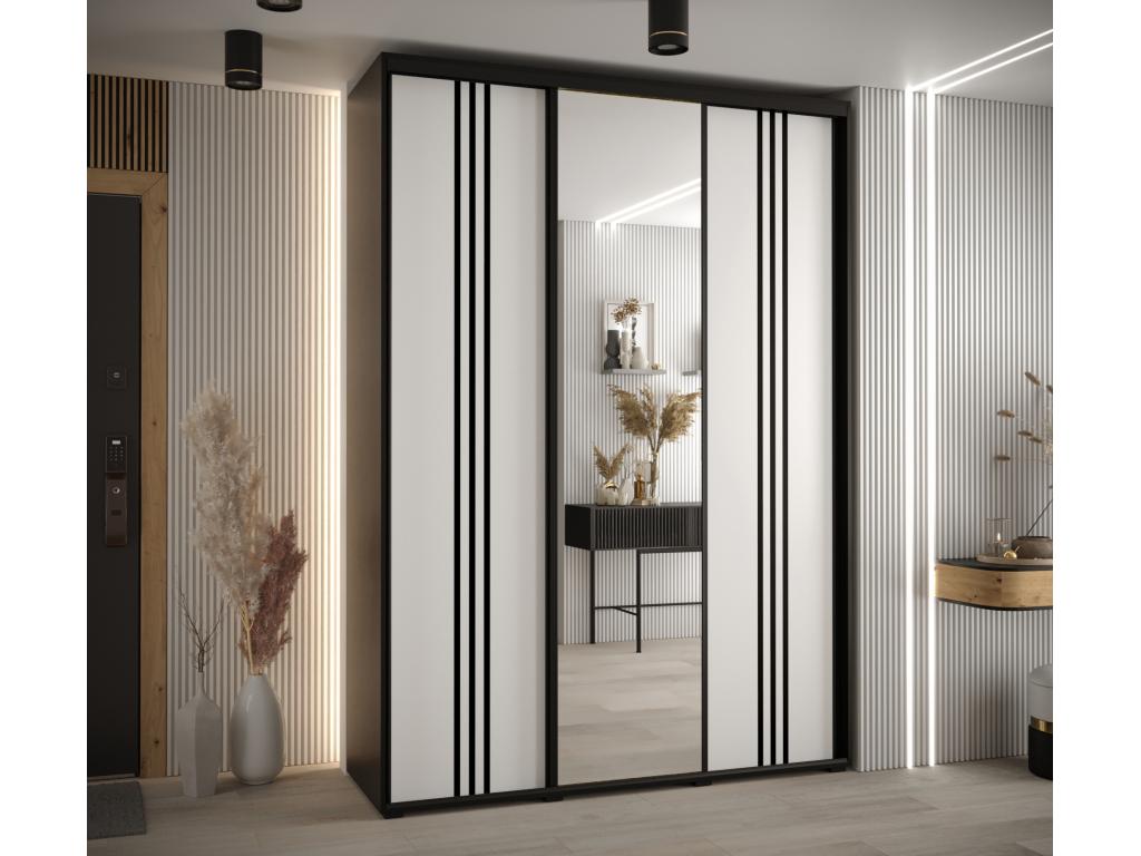 ARMARIO DAVOS 7 DE PUERTAS CORREDERAS 235,2/180/60 3 puertas (Negro/Tucasago/Negro)