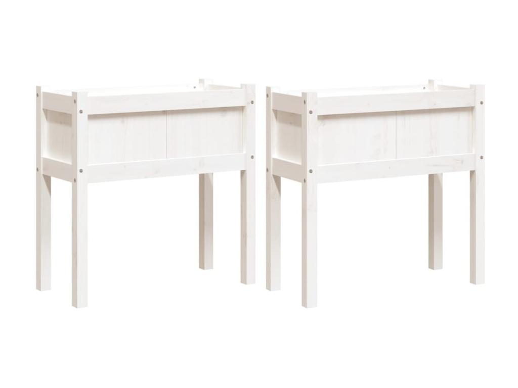 2 maceteros con patas blancas Decoromantico n madera maciza de pino.