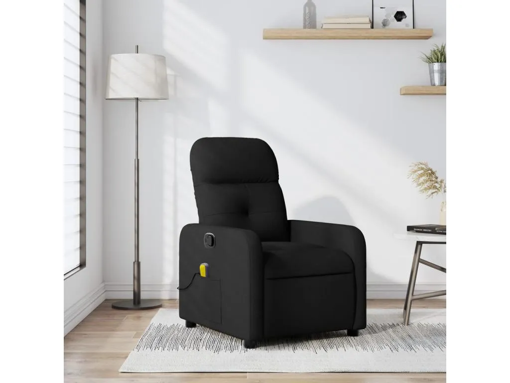 Sillón reclinable de masaje de tela negro