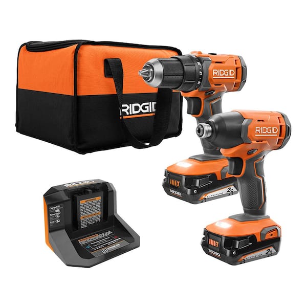 18V Cordless 2 - Tool Combo Kit with 1/2 In. Drill/Driver, 1/4 In. Impact Driver, (2) 2.0 Ah Batteries, Charger, and Bag