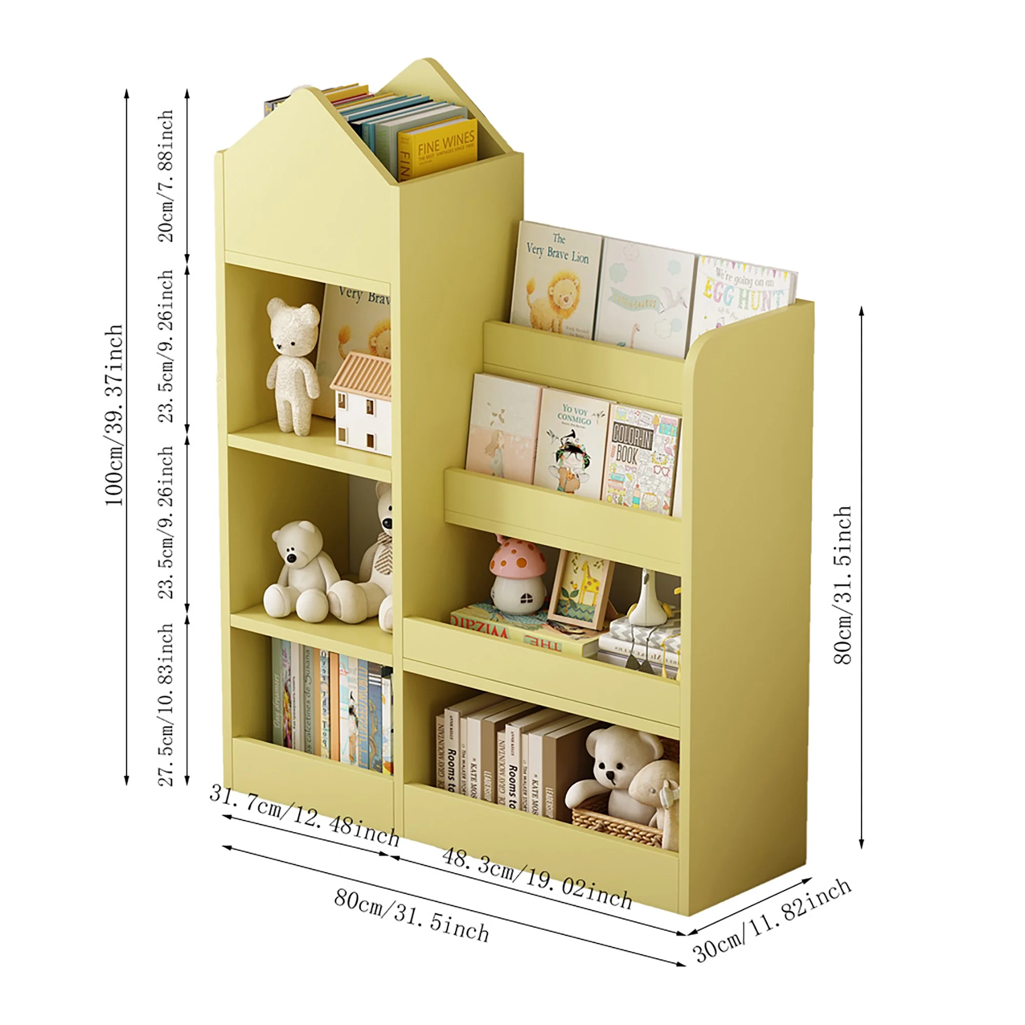 PAPROOS Kids Bookshelf, Wooden Kids Bookcase with Toy Storage Organizer Cabinet, Children Multi Shelf Cubby for Classroom, Kids Bedroom, Nursery, Wood - Image 28