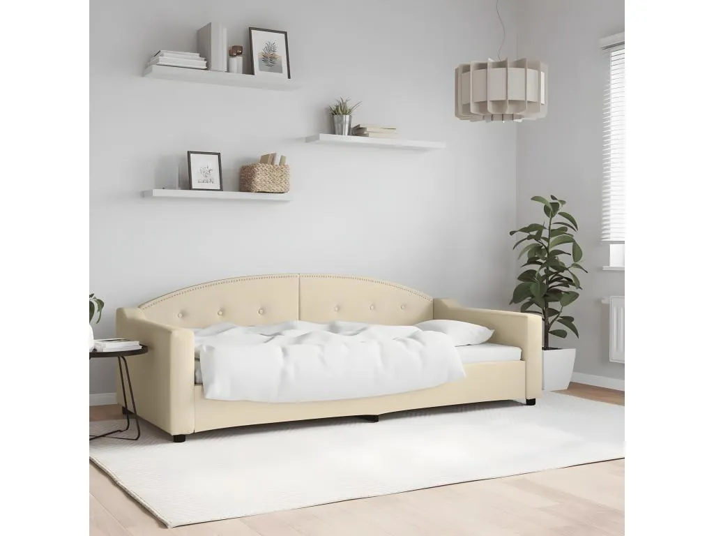 Sofá cama sin colchón tela crema 90x200 cm
