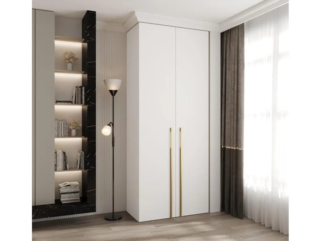 Armario Lluesmamuebles 3 con puertas batientes 245.5/100/40 2 puertas (blanco/oro)