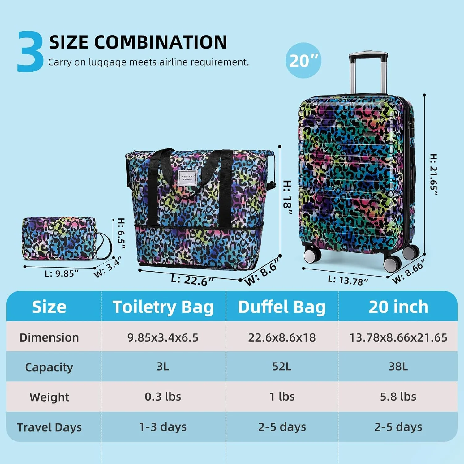 6-piece luggage set, expandable hardshell suitcase set with spinner wheels, lightweight rolling luggage set