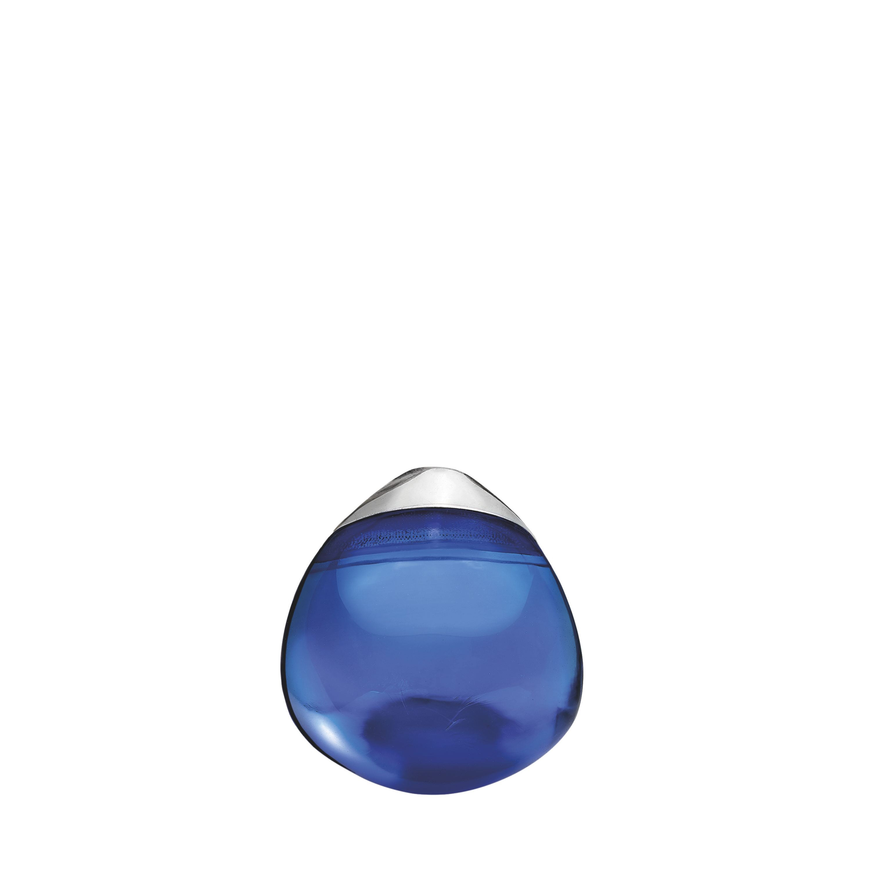 BOUCLES D'OREILLES CABOCHON - CRISTAL BLEU CAP FERRAT, ARGENT