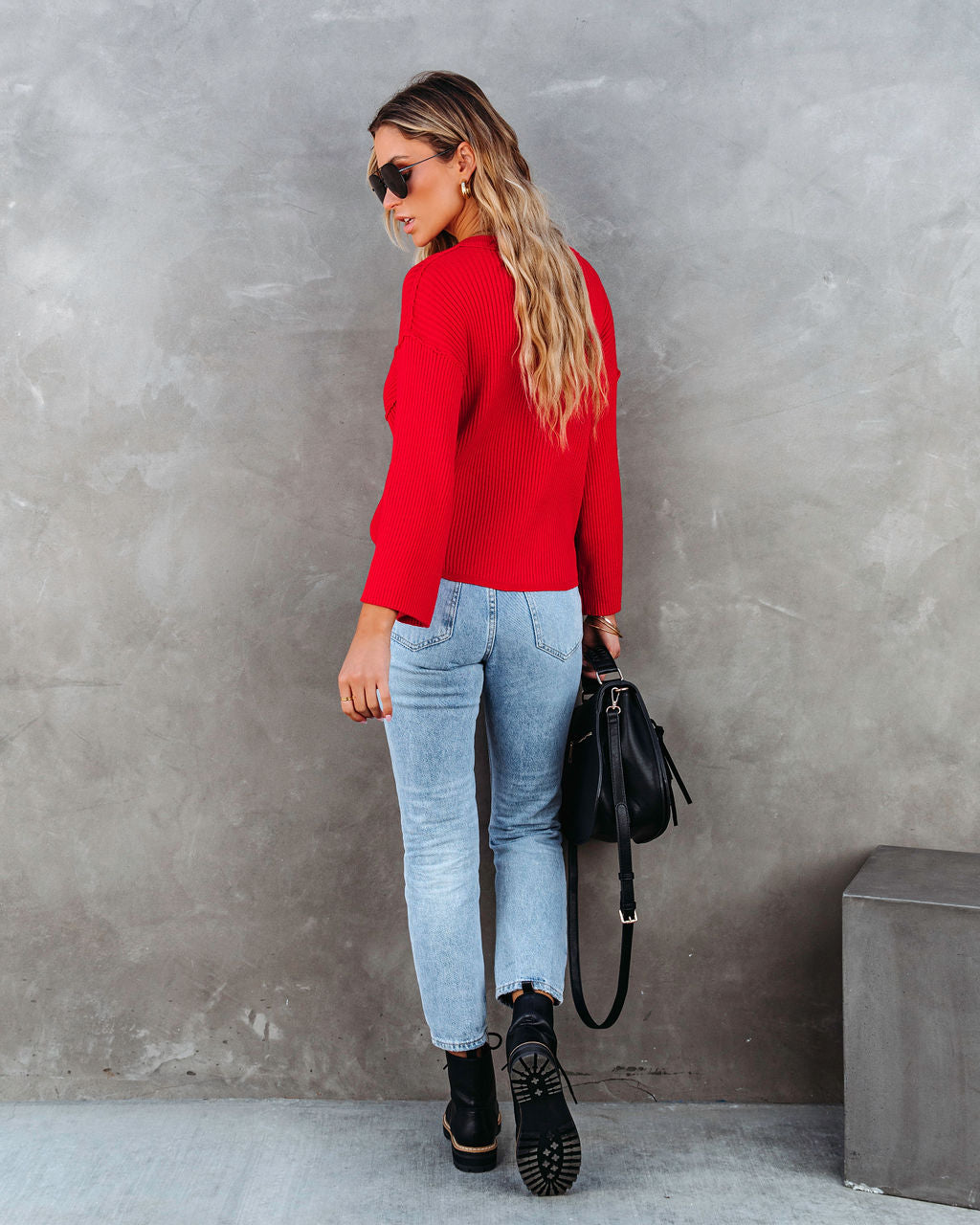 Shawn Ribbed Henley Top - Red - SALE - Se7enfashion