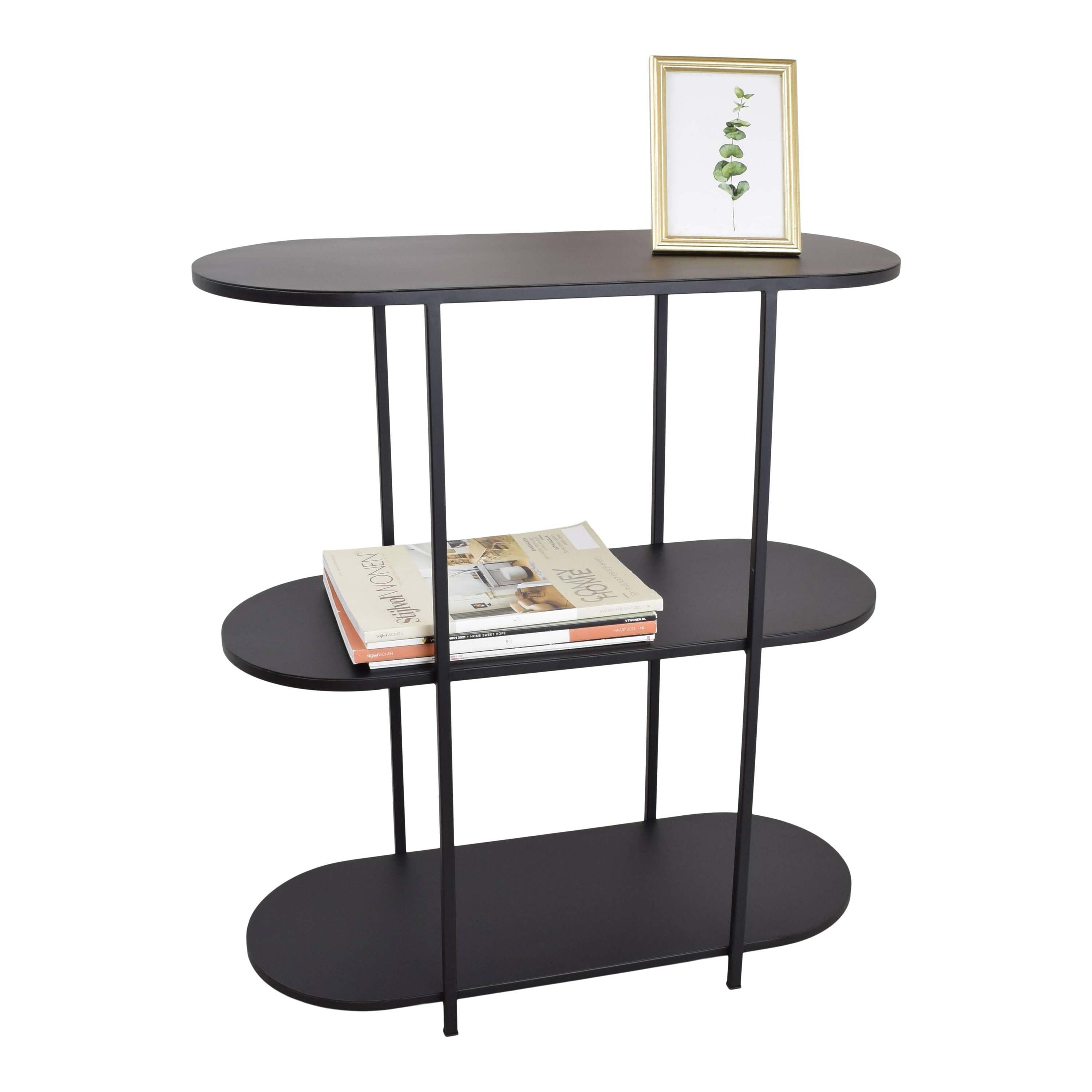 LOFT42 Oval Sidetable - Zwart - metaal - 77x70x30