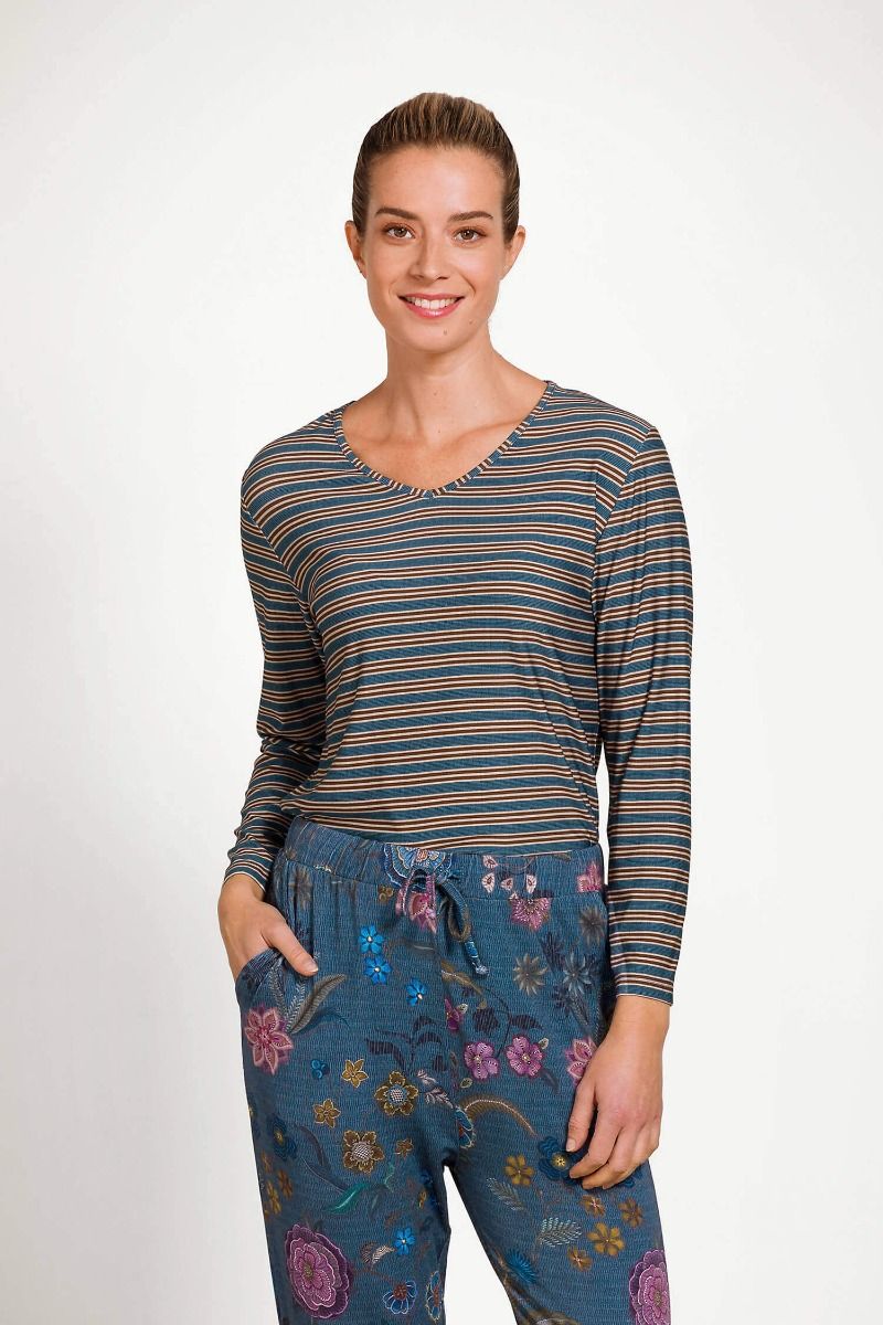 Trice Long Sleeve Top Kente Stripe Blue