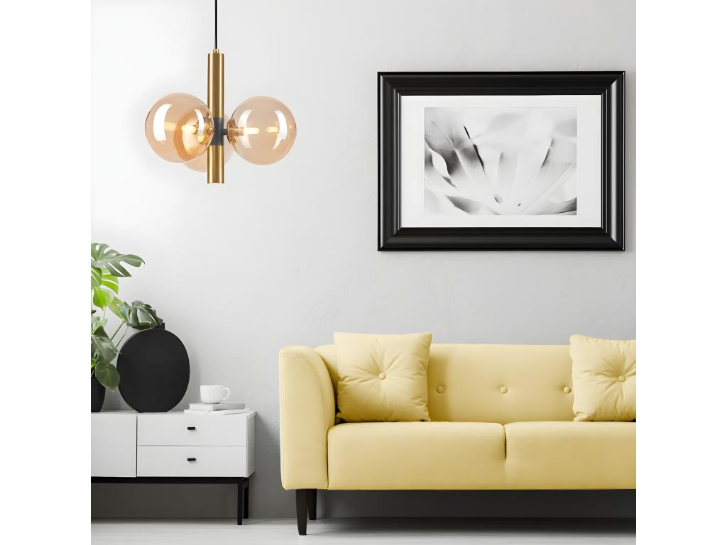 Lámpara de Suspensión Rollo, Oro, Negro, 35x35x120 cm, hogardiseno