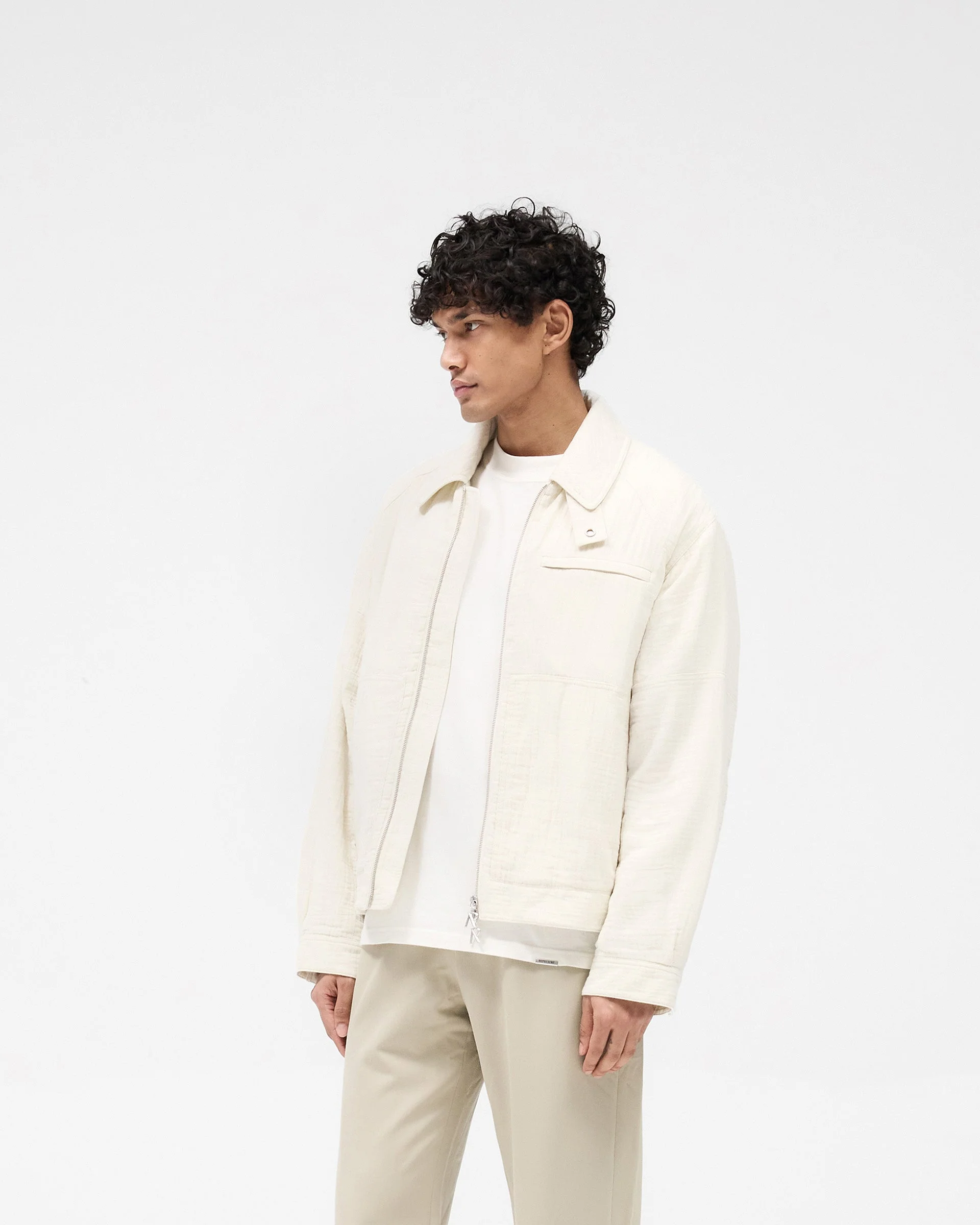 Crinkle Trucker Jacket - Ecru