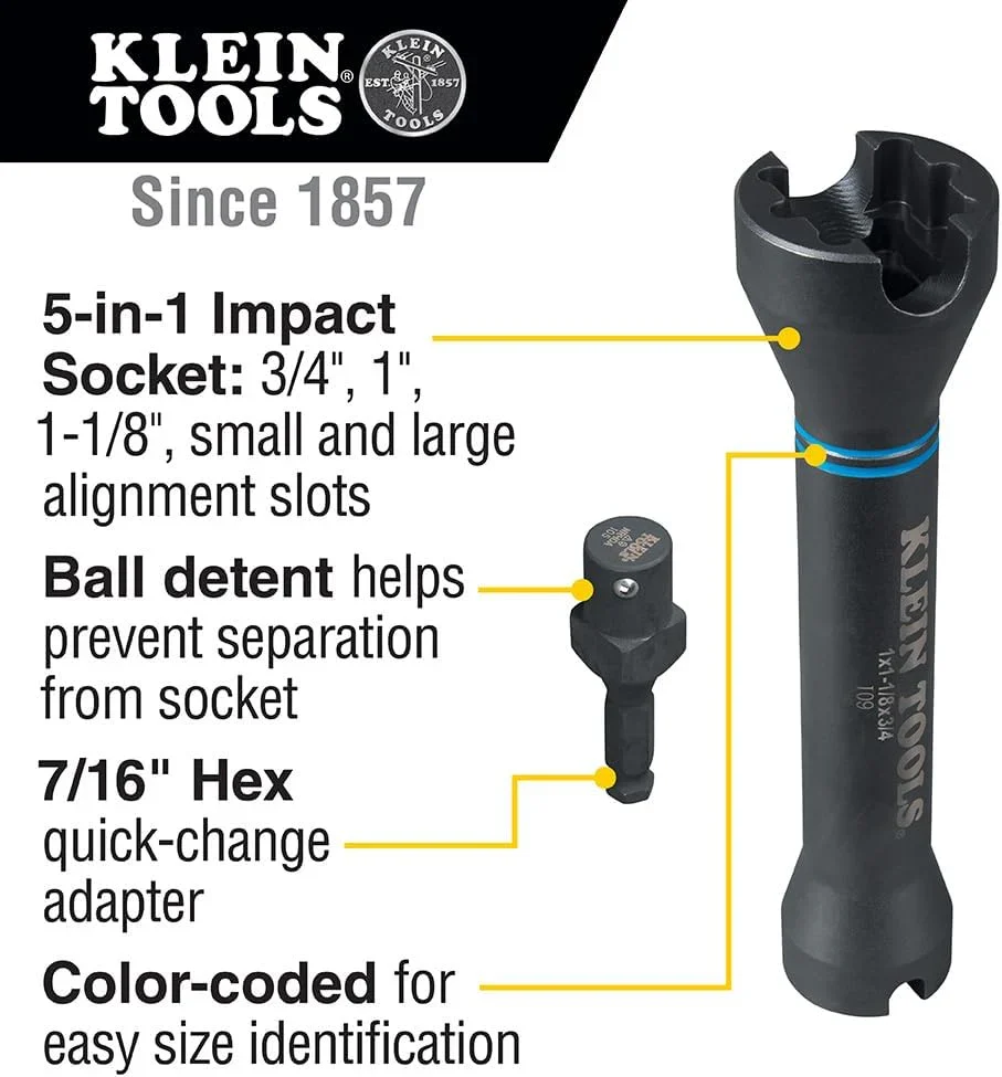 Klein Tools Single-Ended Impact Socket, 3/4-Inch, 1-Inch And 1-1/8-Inch - NRHD3 - Image 10 Klein Tools Single-Ended Impact Socket, 3/4-Inch, 1-Inch And 1-1/8-Inch - NRHD3 - Image 10