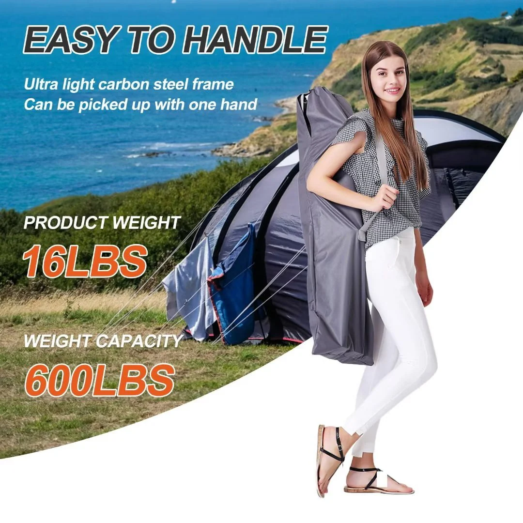 Docred Camping Cot Folding Camping Bed for Adults, Heavy Duty Collapsible Sleeping Bed, Travel Military Portable Cots Bed with Carry Bag & 2-Sided Mattress for Indoor & Outdoor Use - Image 7