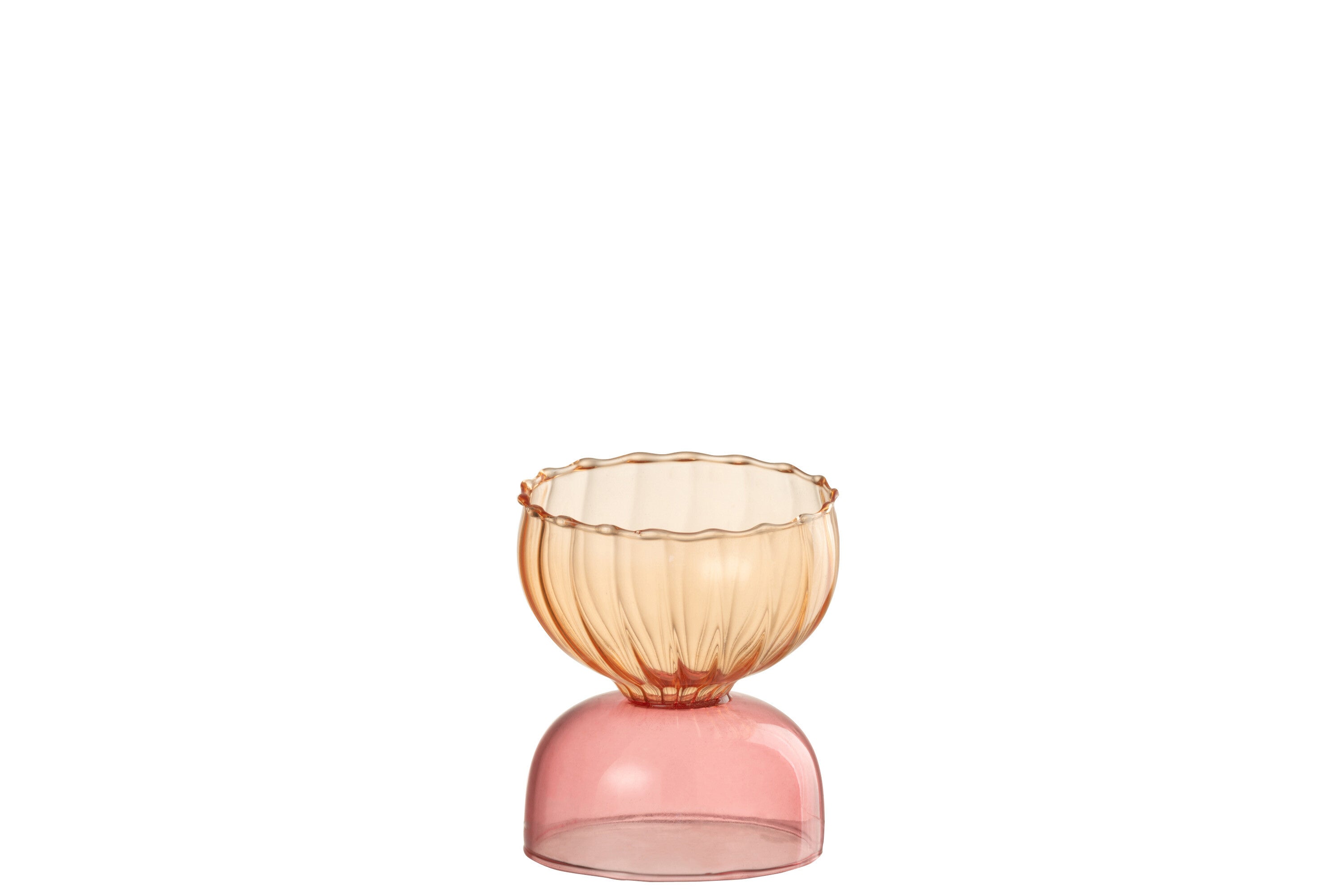 J-Line windlicht Halve Ballen - glas - lichtoranje roze - 3