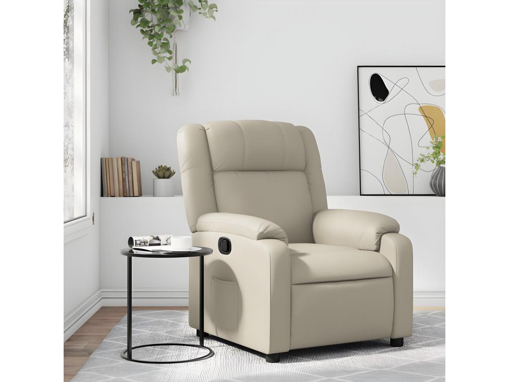 Sillón reclinable de cuero sintético crema