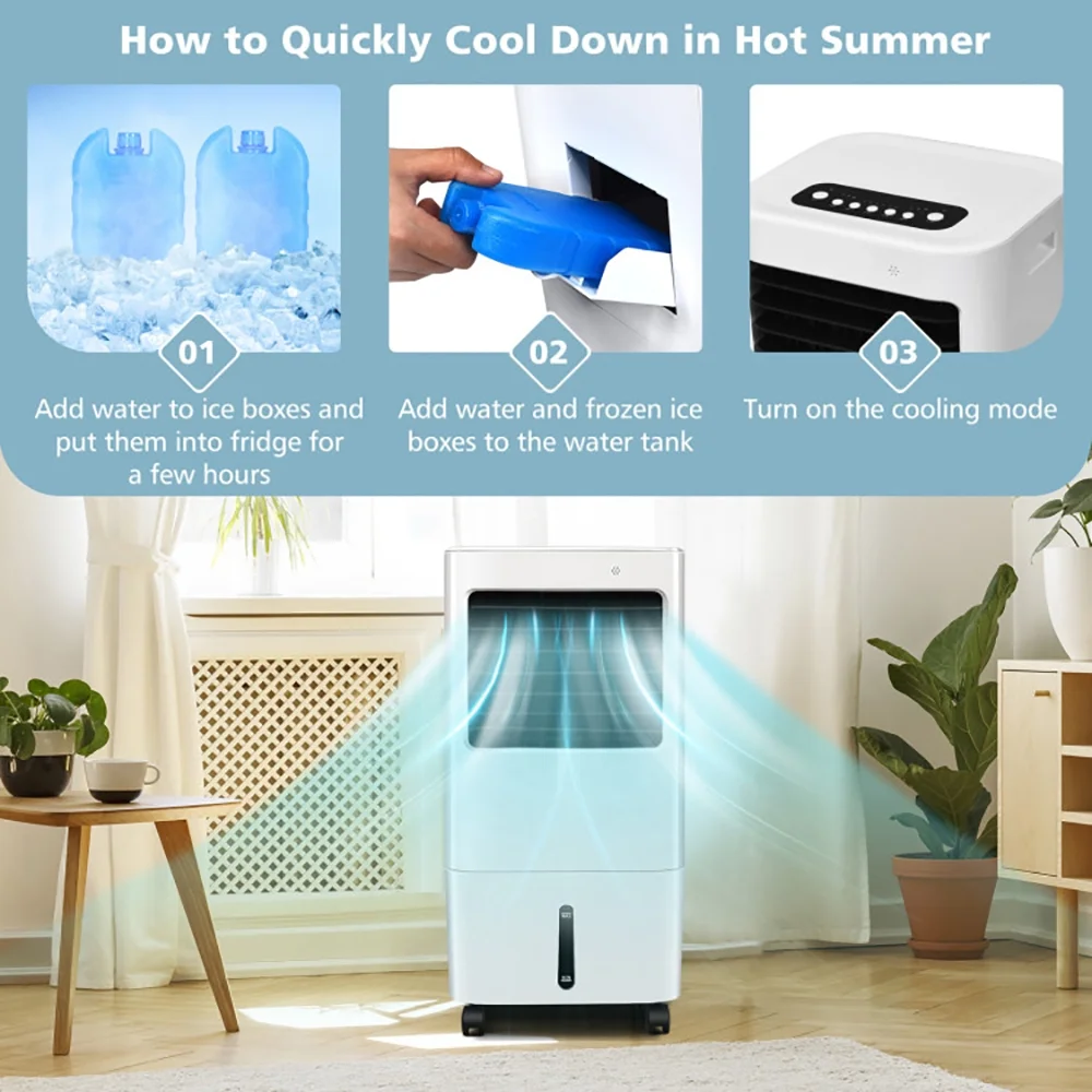 Spaco Evaporative Portable Air Cooler Fan w/ Remote Control, Air Conditioners, Mist Cooling Fan, Portable Ac Units for Rooms, Bedroom, Office, White - Image 9