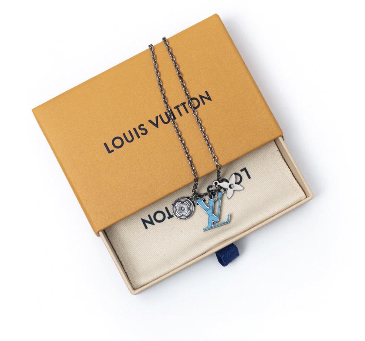 Louis Vuitton Blue LV Pendant Necklace - Original Replica Club