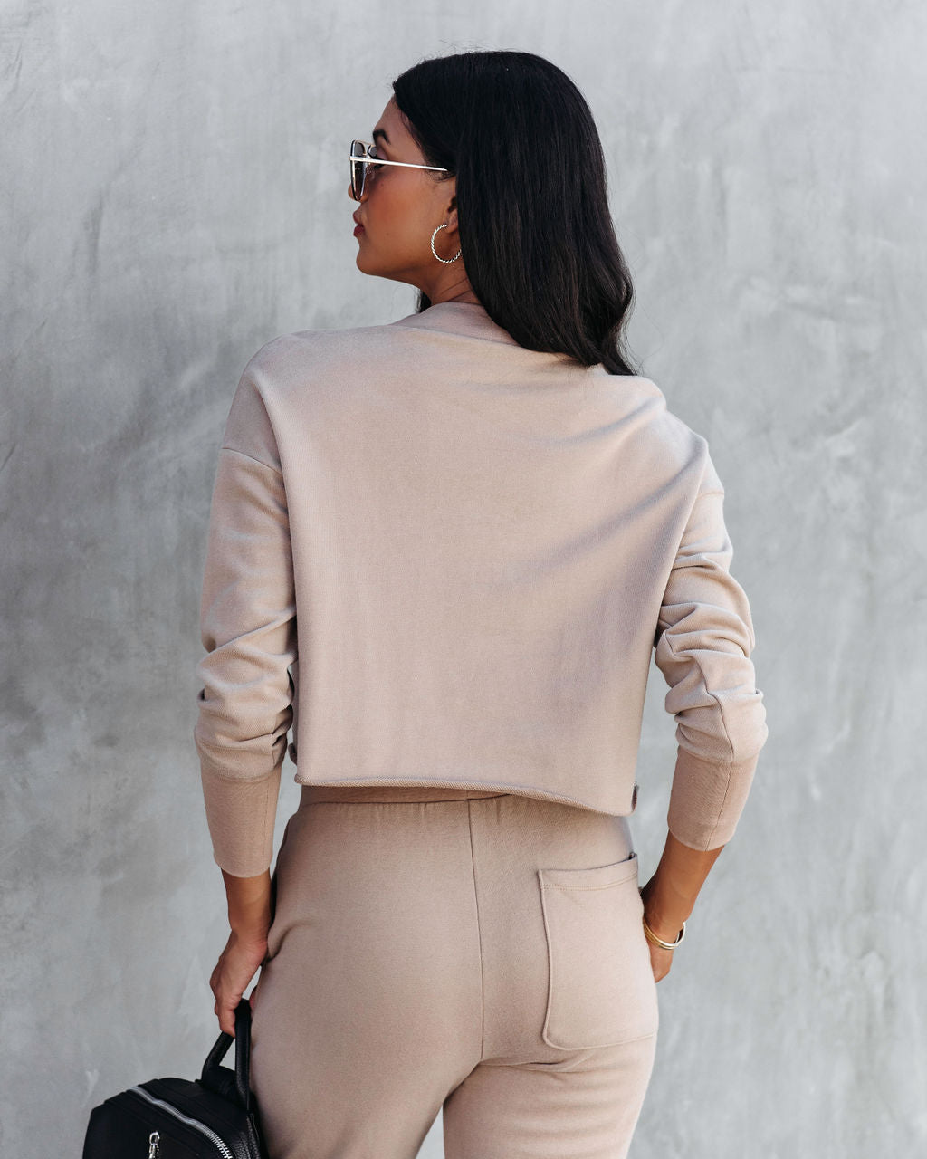 Airport Glam Cotton Mock Neck Long Sleeve Top - Camel - Se7enfashion