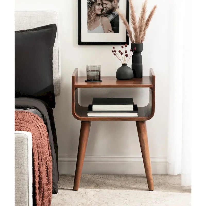 Kate and Laurel Quilby Wooden Side Table - 18 x 14 x 27 Inches