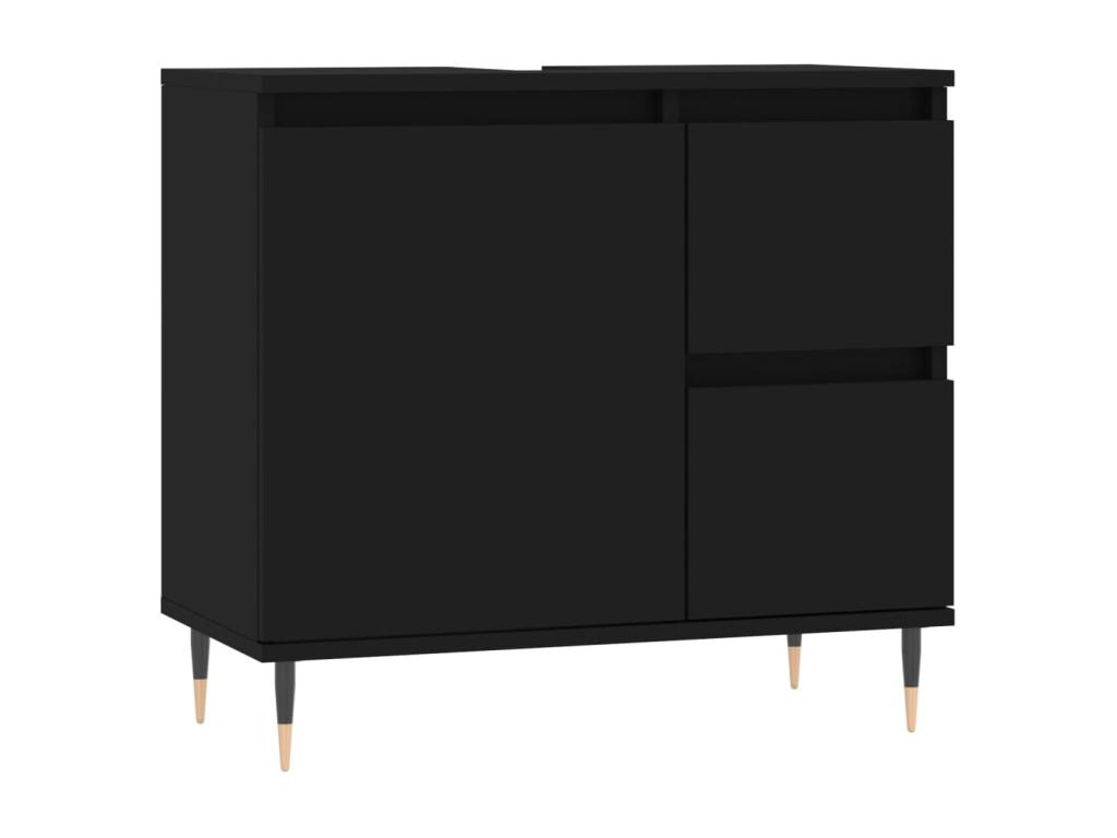 Armario de baño madera contrachapada negro 65x33x60 cm