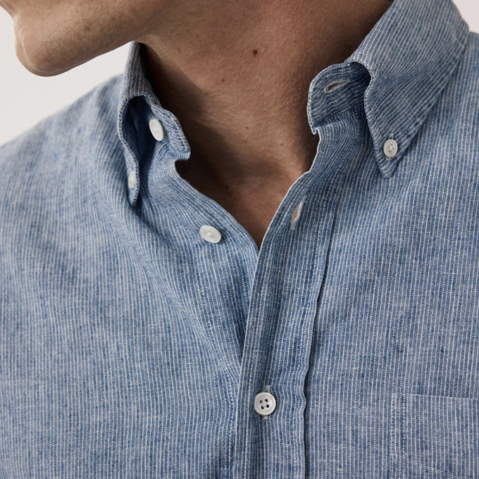 Hartford - Chemise Pitt lin et coton - Light Indigo