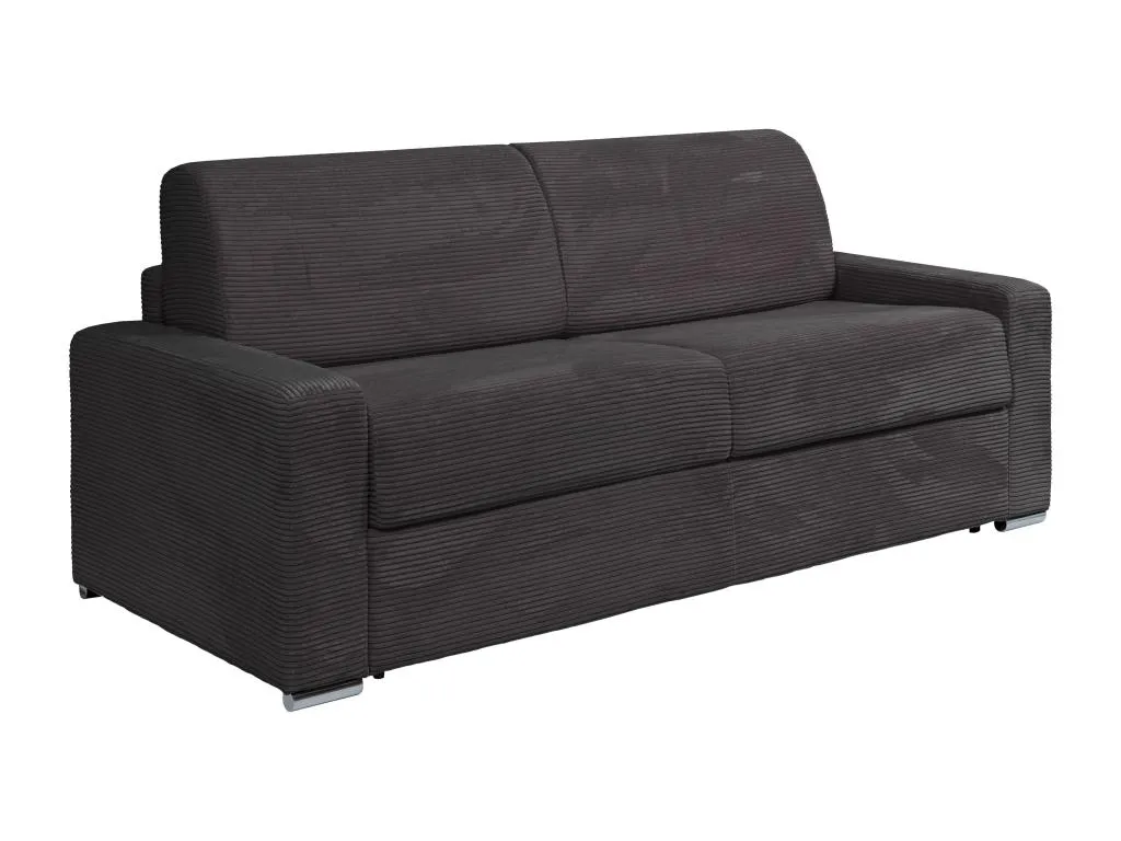 Sofá cama de 4 plazas de apertura rápida de pana gris antracita - Somier de láminas anchas de 160 cm - Colchón de 18 cm Mueblesclasic