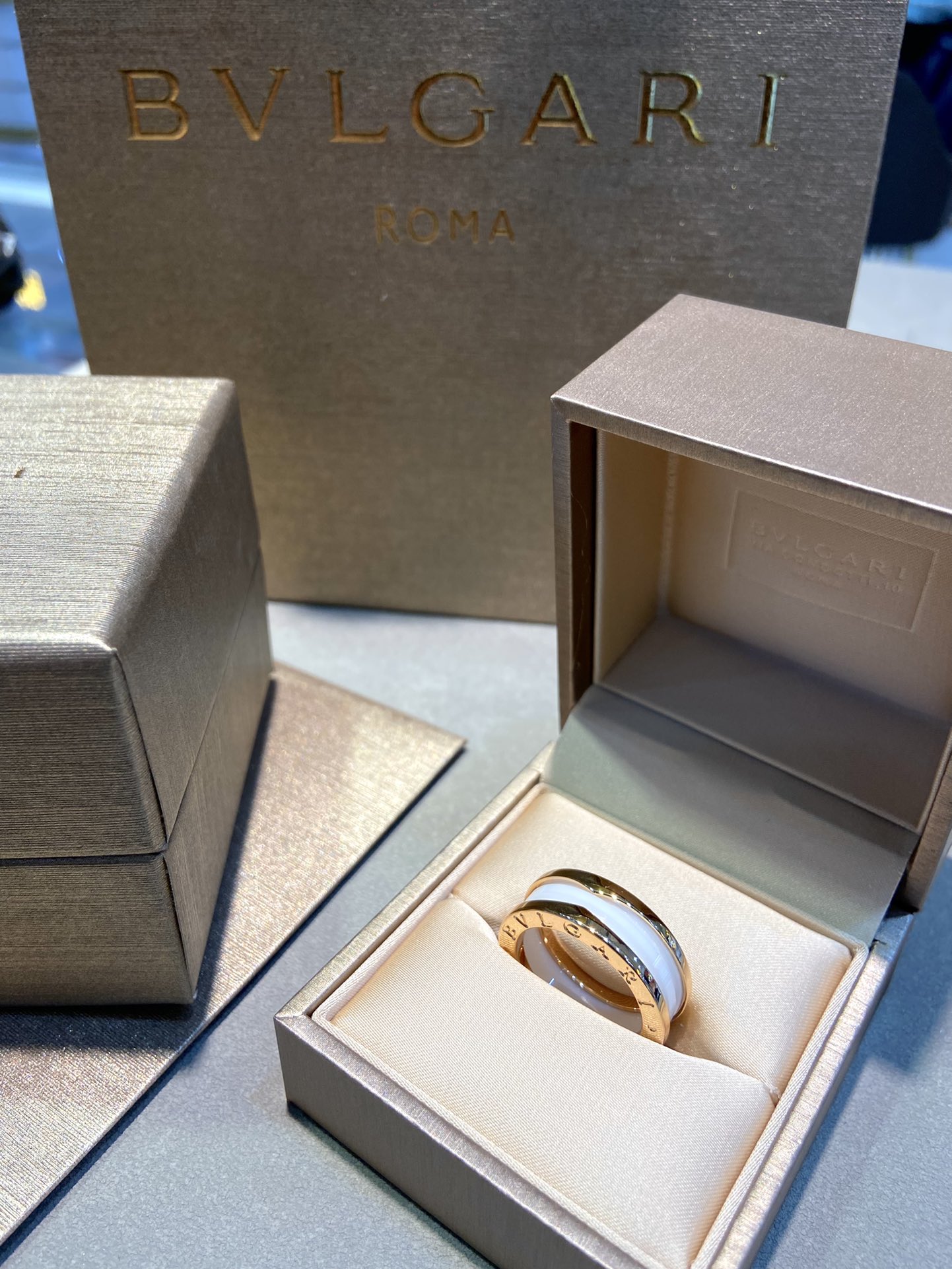 Bvlgari Rose Gold and White B.zero1 Ring - Original Replica Club