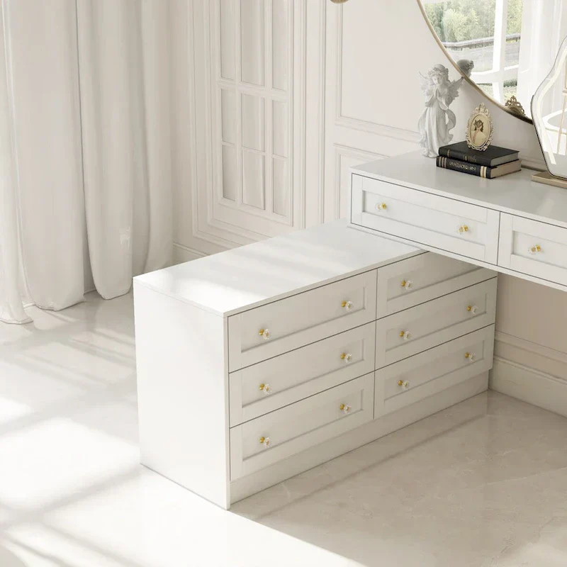 Versatile White Dresser and Vanity Table with 8 Spacious Drawers