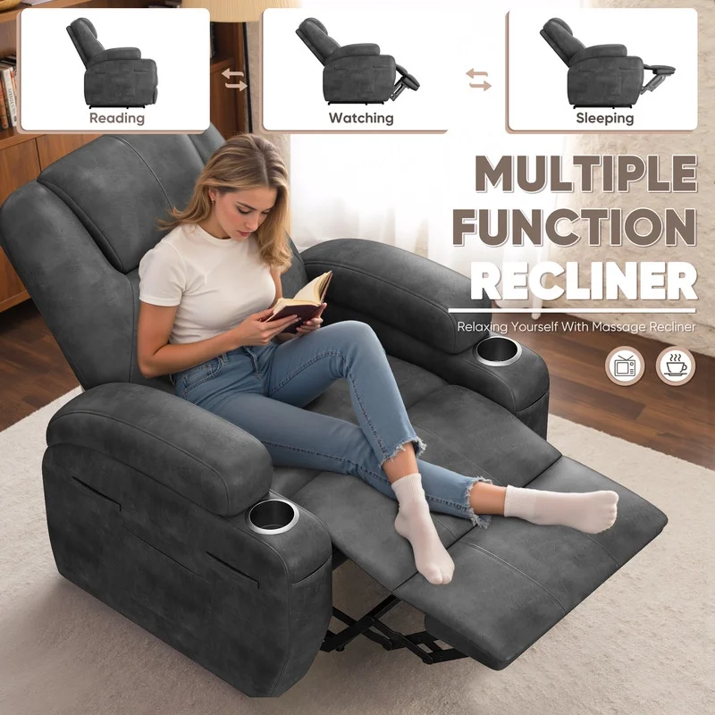 Lacoo power lift electric Massage recliner chair Oversized Single Sofa with Cup Holder for elderly,Black - Image 7