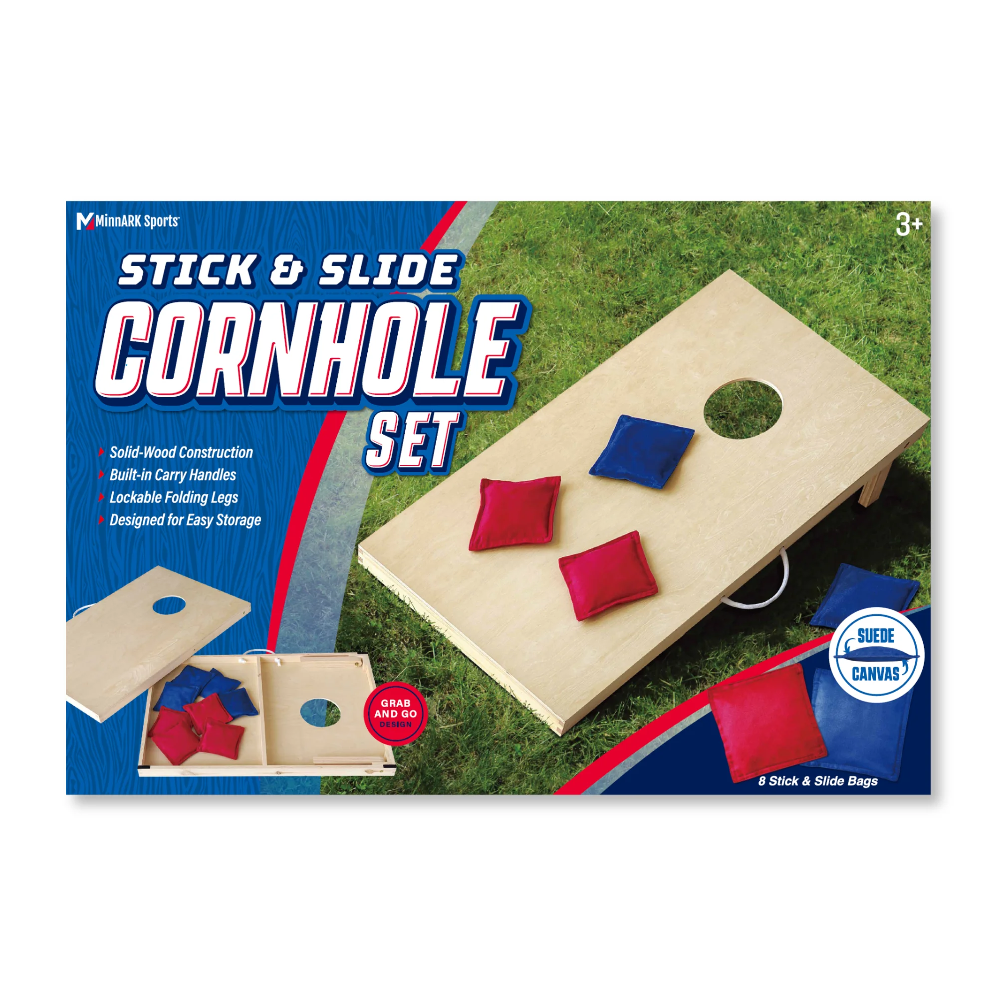 Cornhole Wooden, Stick & Slide, 10 Pieces, 2 Boards, 8 Bean Bags, Family Games, Ages 3+ by MinnARK - Image 2