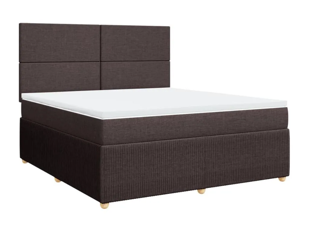 Cama box spring con colchón tela marrón oscuro 180x200 cm izk3519993