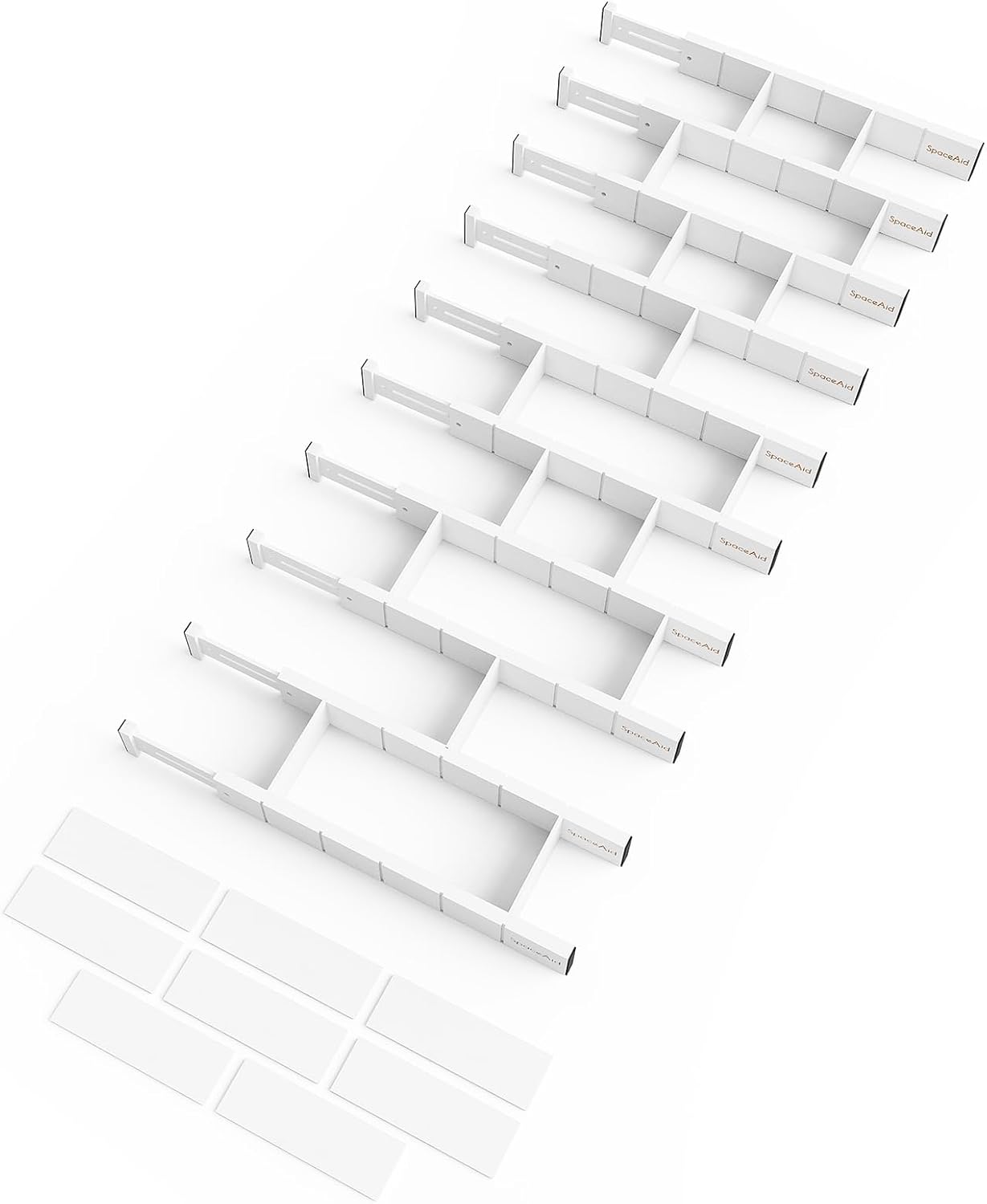 SpaceAid Bamboo Drawer Dividers with Inserts and Labels, Kitchen Adjustable Drawer Organizers, Expandable Organization for Home, Office, Dressers, 4 Dividers with 9 Inserts (17