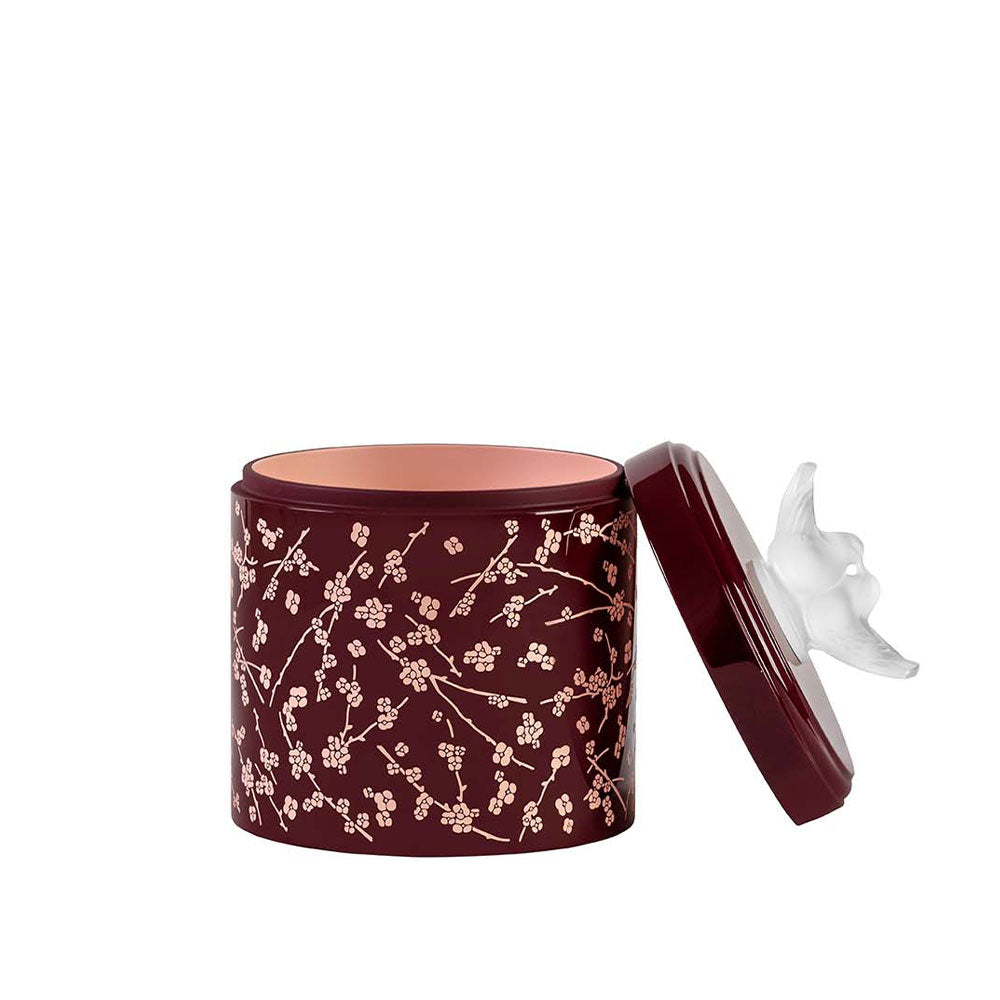 BOÎTE FLEURS DE CERISIER GRAND MODÈLE - CRISTAL INCOLORE, BOIS LAQUÉ ROSE ET BORDEAUX
