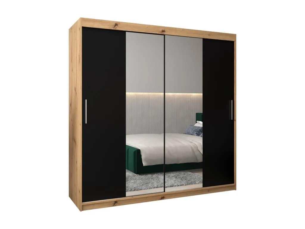 Armario Decounico 1 de puertas correderas 200/200/62 2 puertas (artisan/negro)