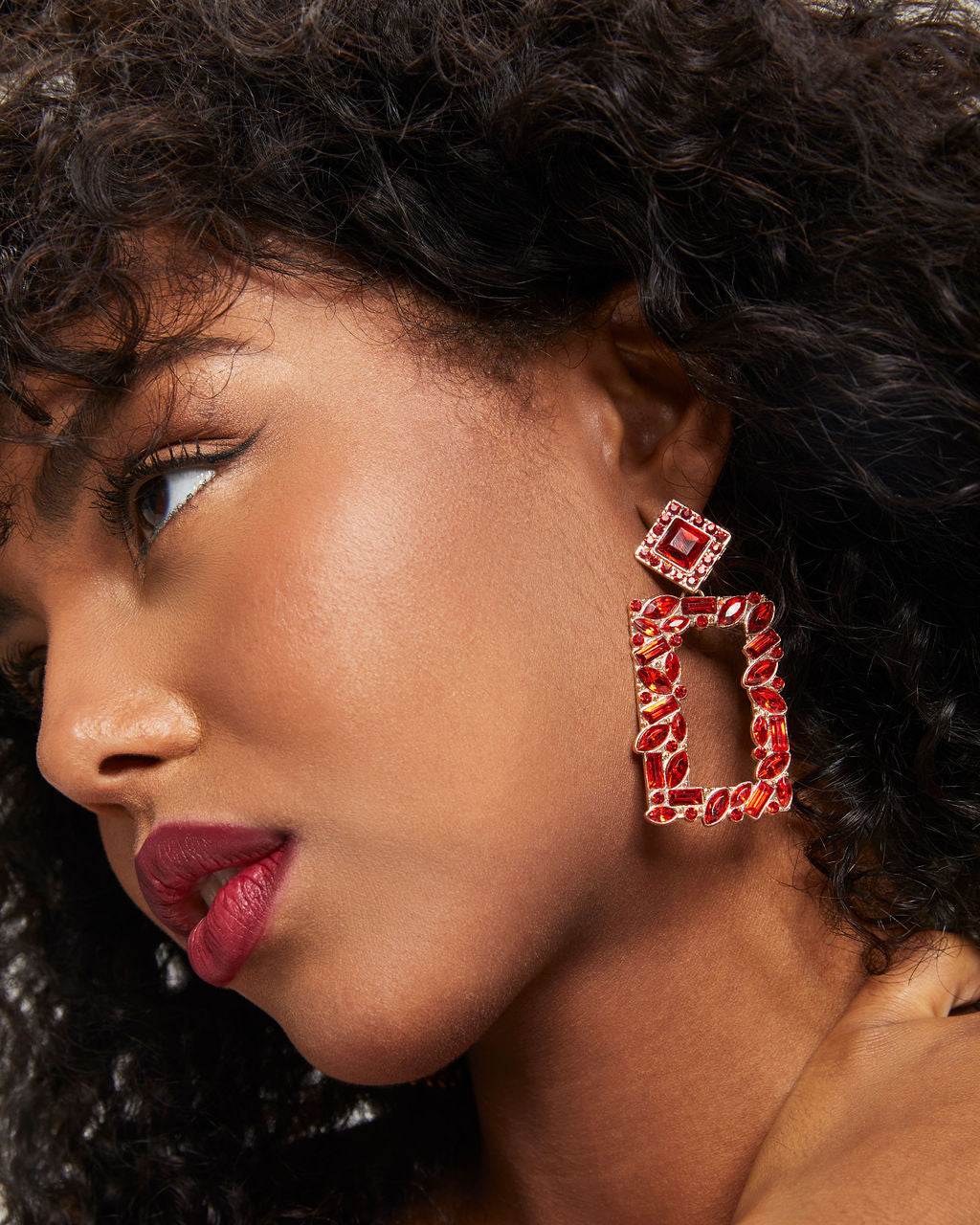 Mosaic Drop Earrings - Red - Se7enfashion