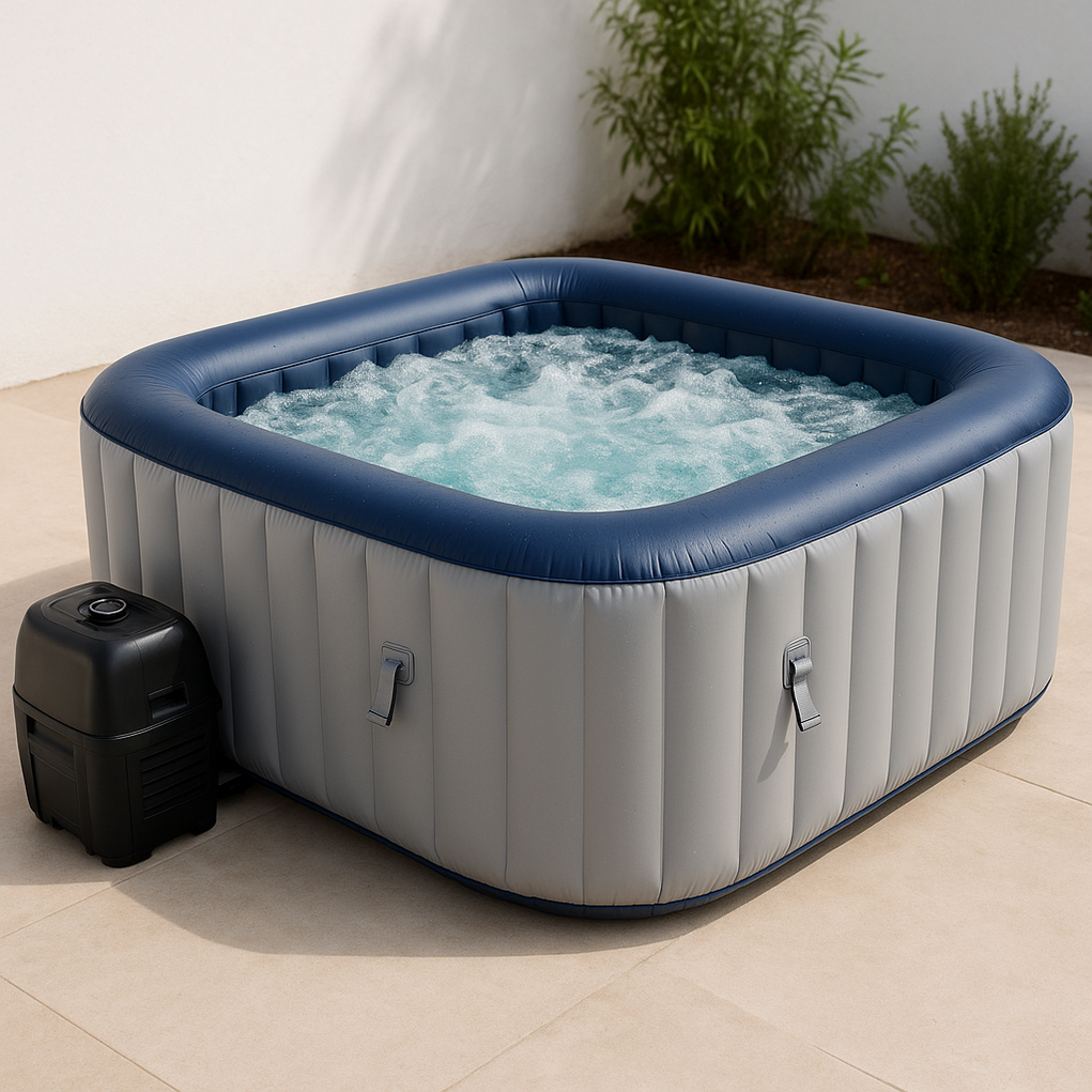 Spas hinchables Gris/Azul marino 200x200x70 pzqCxFf477sU