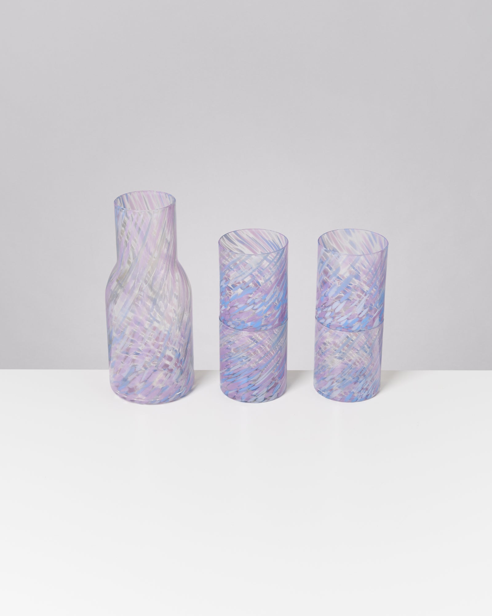 Joia Glas groß drops blau lila 5er-Set