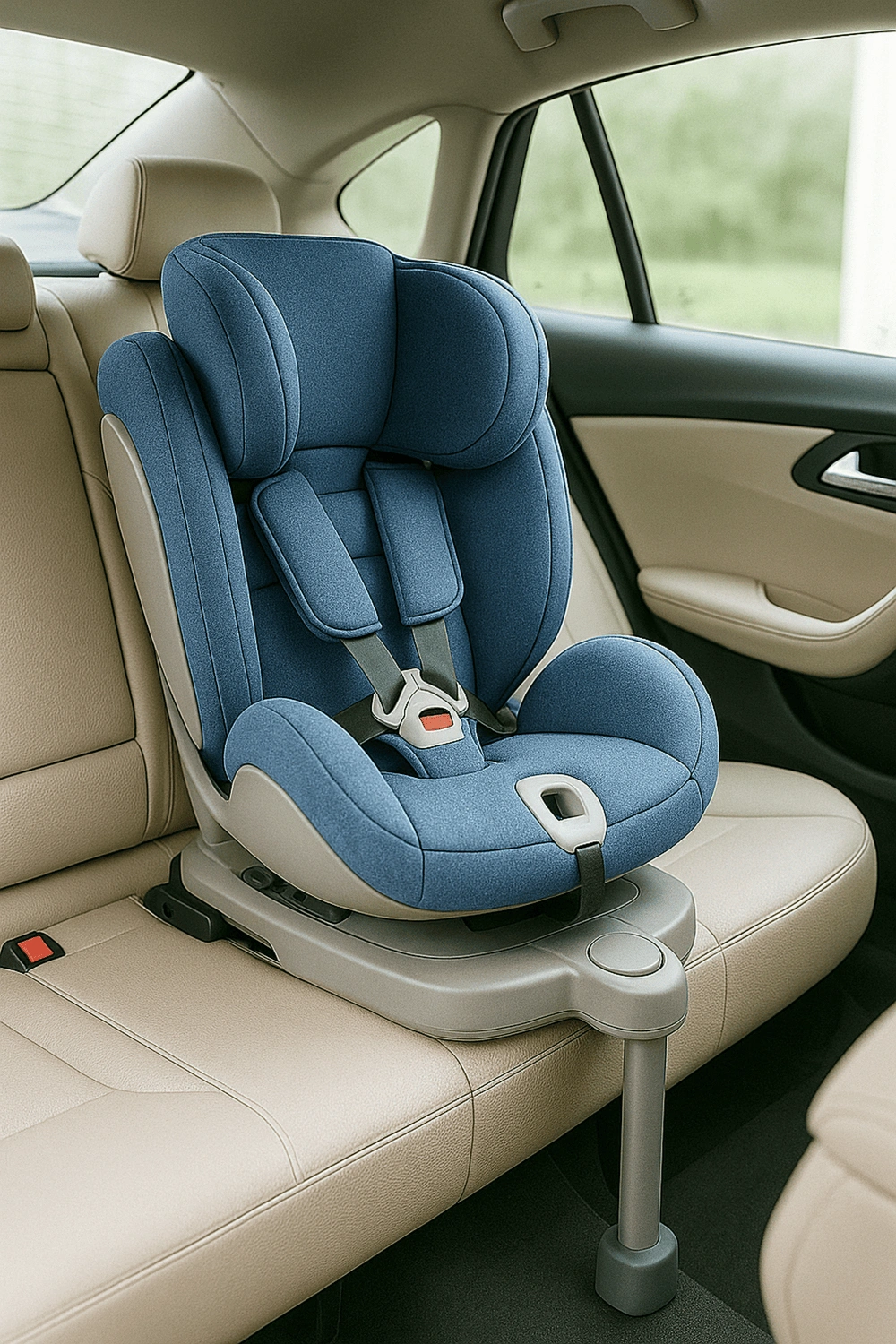 Asientos de coche, silla infantil con respaldo ajustable en 6 posiciones y reposacabezas ajustable en 10 alturas, hasta 22 kg, con protección lateral, arnés de 5 puntos y base estable, color azul gris, apta para 0 - 48 meses