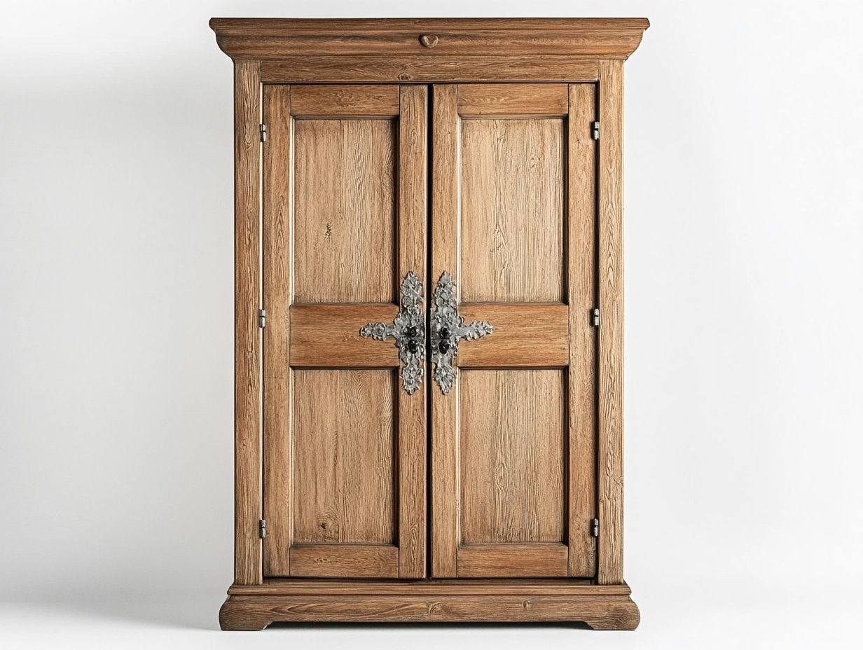Armario de madera maciza de roble 180x100x50 cm para dormitorio estilo clásico con gran capacidad de almacenamiento xx0122268