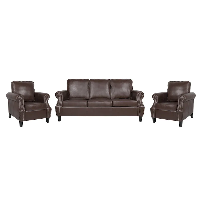 Christopher Knight Home Dowd Faux Leather 3-Piece Club Chair and Sofa Set