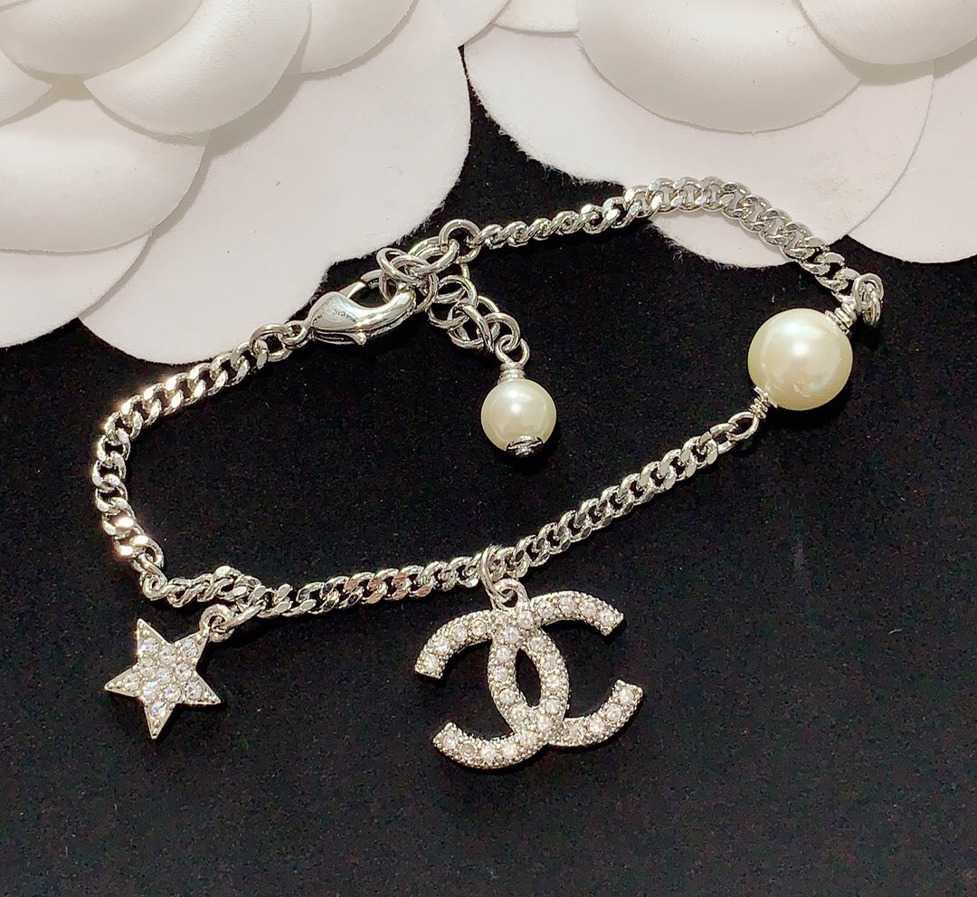 Chanel Star Pearl Chain Silver Bracelet - Original Replica Club