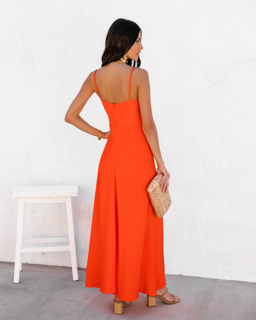 Eladoria Front Tie Maxi Dress - Red Orange - FINAL SALE - Se7enfashion