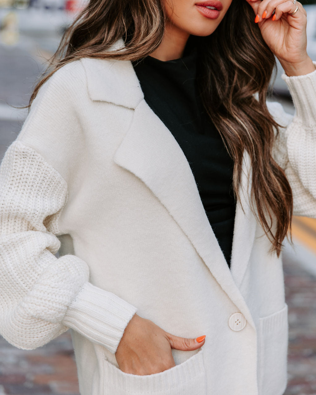 Birch Pocketed Collared Cardigan - Ivory - Se7enfashion