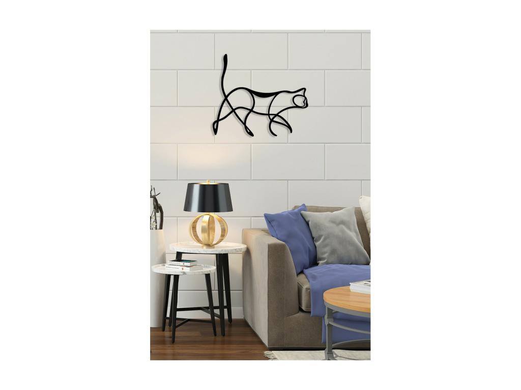 Decoración de Metal Gato 10, Negro, 58x0,15x50 cm cm, Tucasago