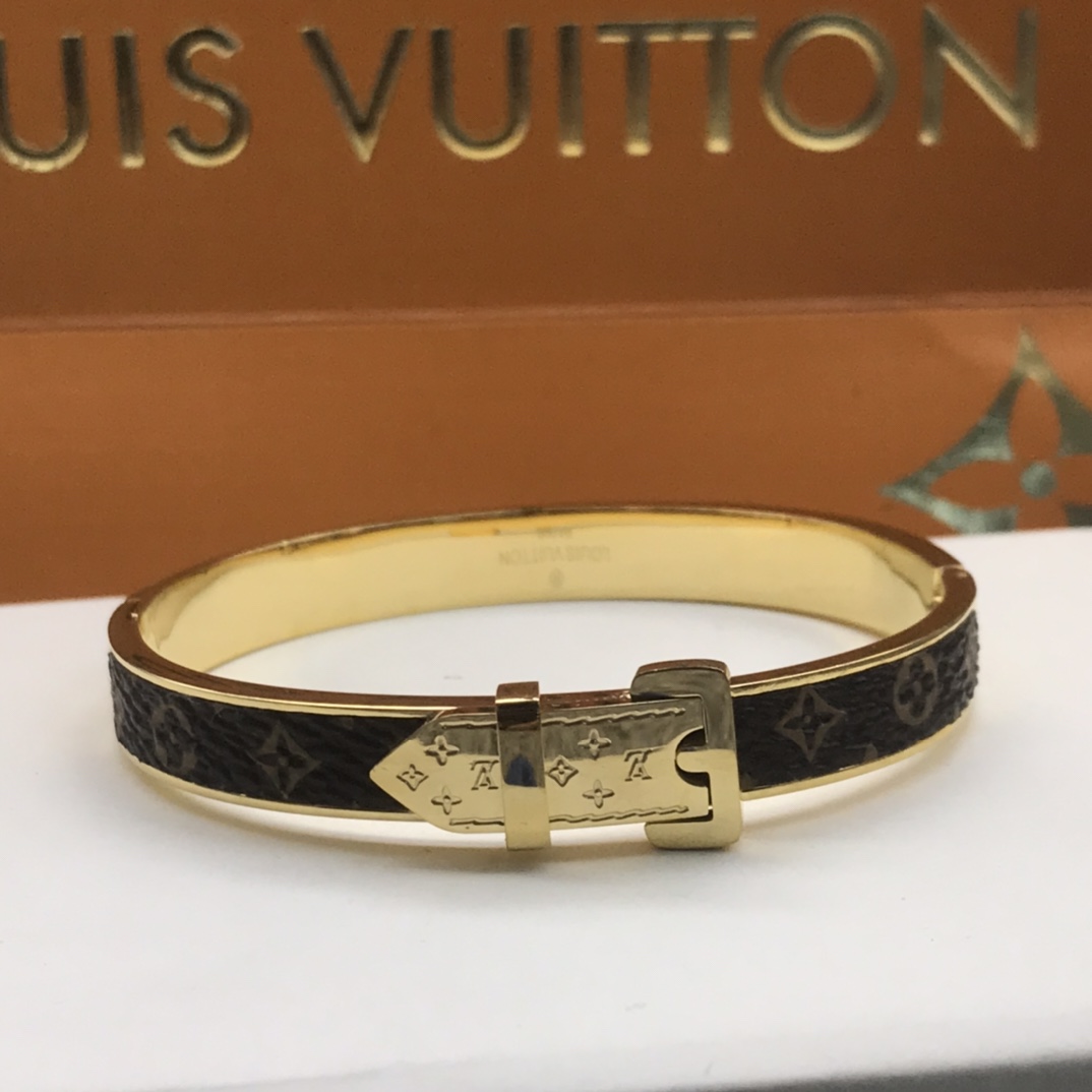 Louis Vuitton Leather Couple Bangle Bracelet - Original Replica Club