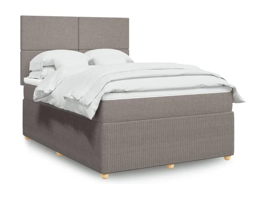 Cama box spring con colchón tela gris taupe 140x200 cm ckn3520956