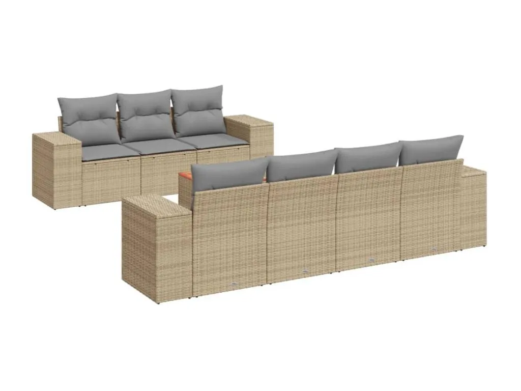 Juego de sofás de jardín con cojines beige 8 pzas ratán PE 78536vzet