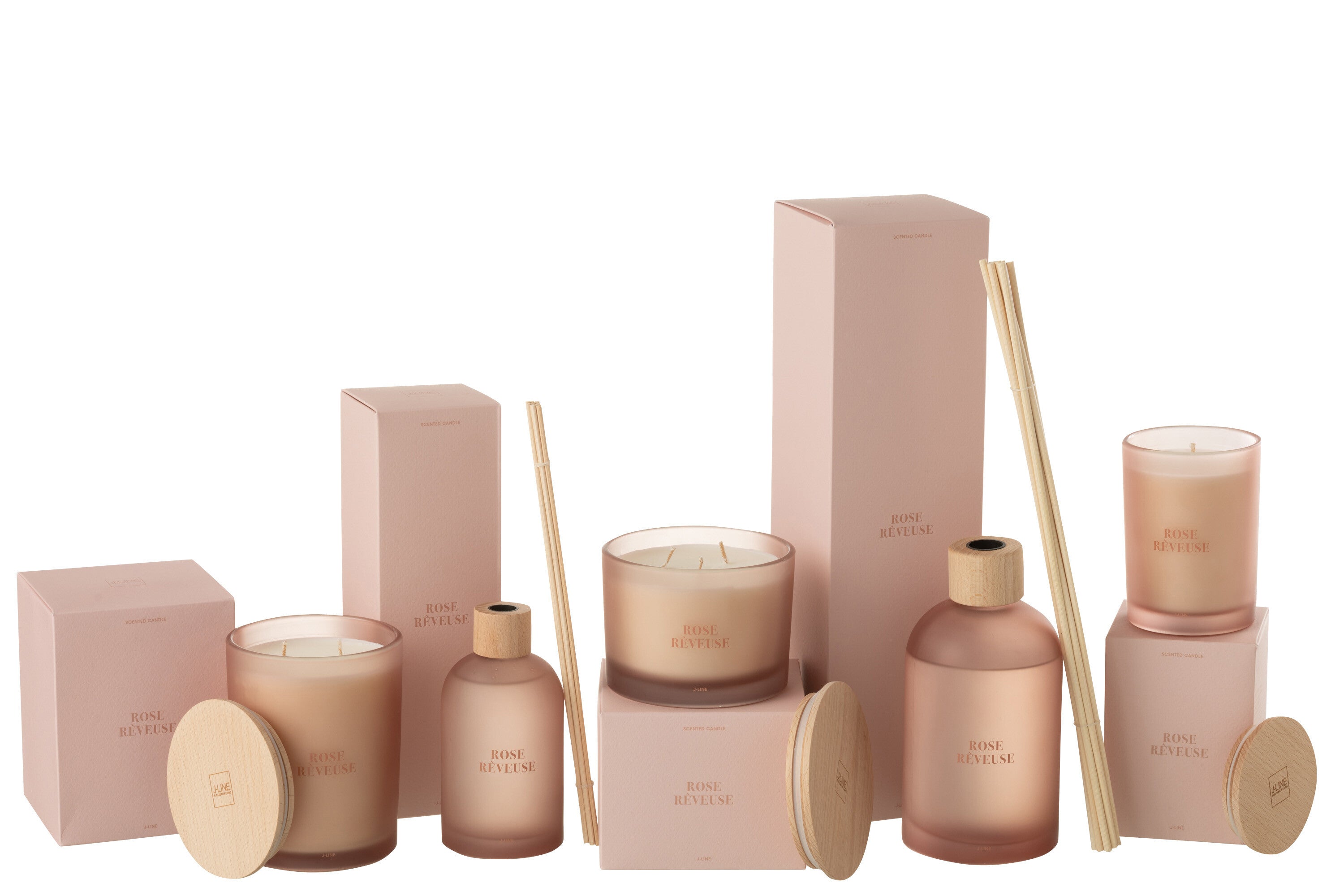 J-Line geurstokjes Accords Essentiels - Rose Rêveuse - roze